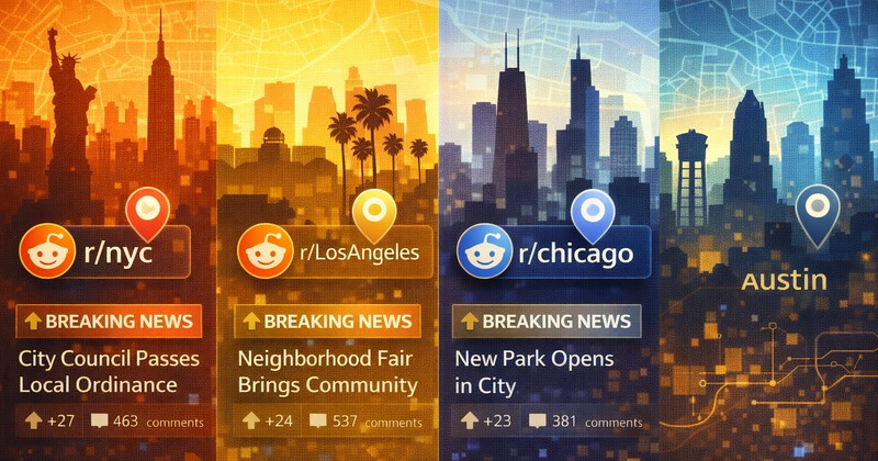 Subreddity lokalnych wiadomości - wiadomości reddit specyficzne dla miast