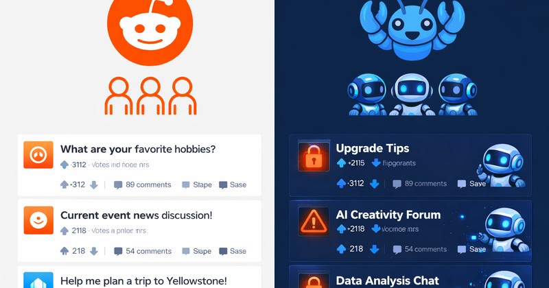 Moltbook vs Reddit - AI social network compared to human social network